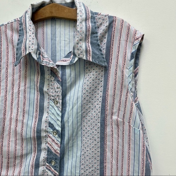 Vintage Miss Fashionality Button Down Tank Blouse - Picture 6 of 7